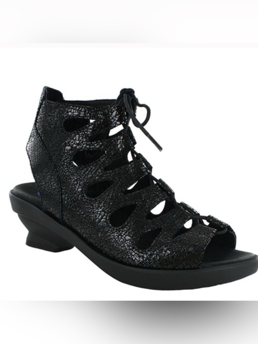 Like New! Wolky 1855 Seminyak Black Crackled Suede Leather Sandals size 38